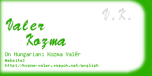 valer kozma business card